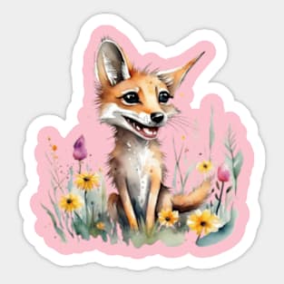 Cute floral jackal on the field gift ideas for kids and adults Sticker